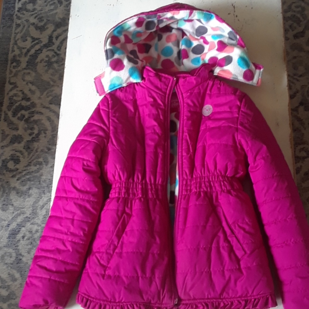 Pink platinum puffer coat
